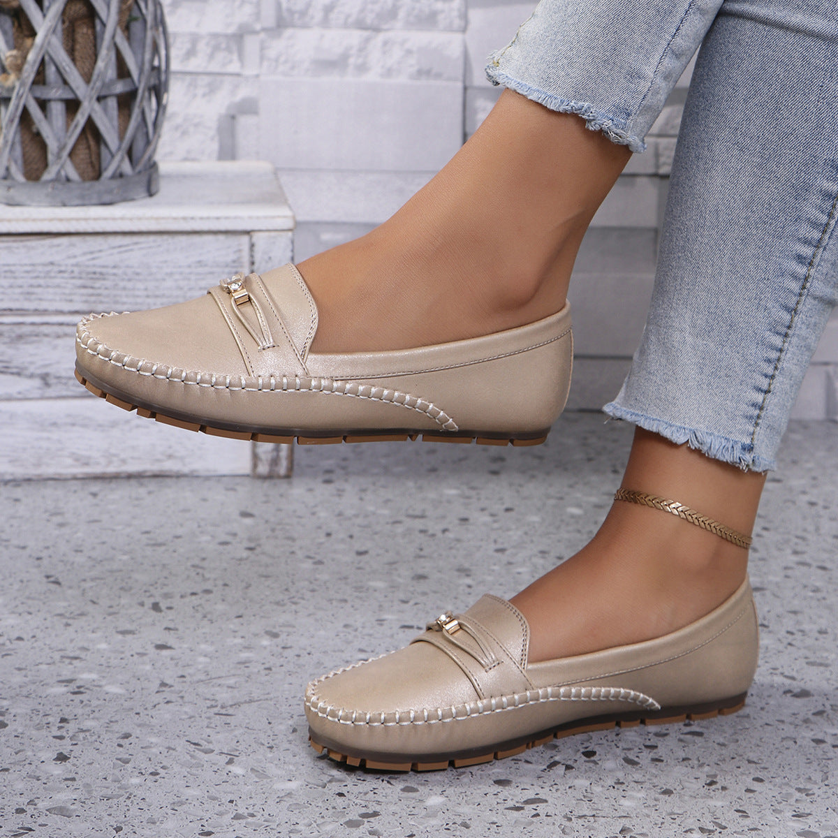 Large Size New Foreign Trade Stitching Laser Women's Flats Loafers Foreign Trade Cross-Border E-Commerce Supply Simple